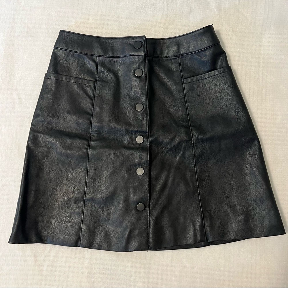 H&M Black Faux Leather Mini Skirt